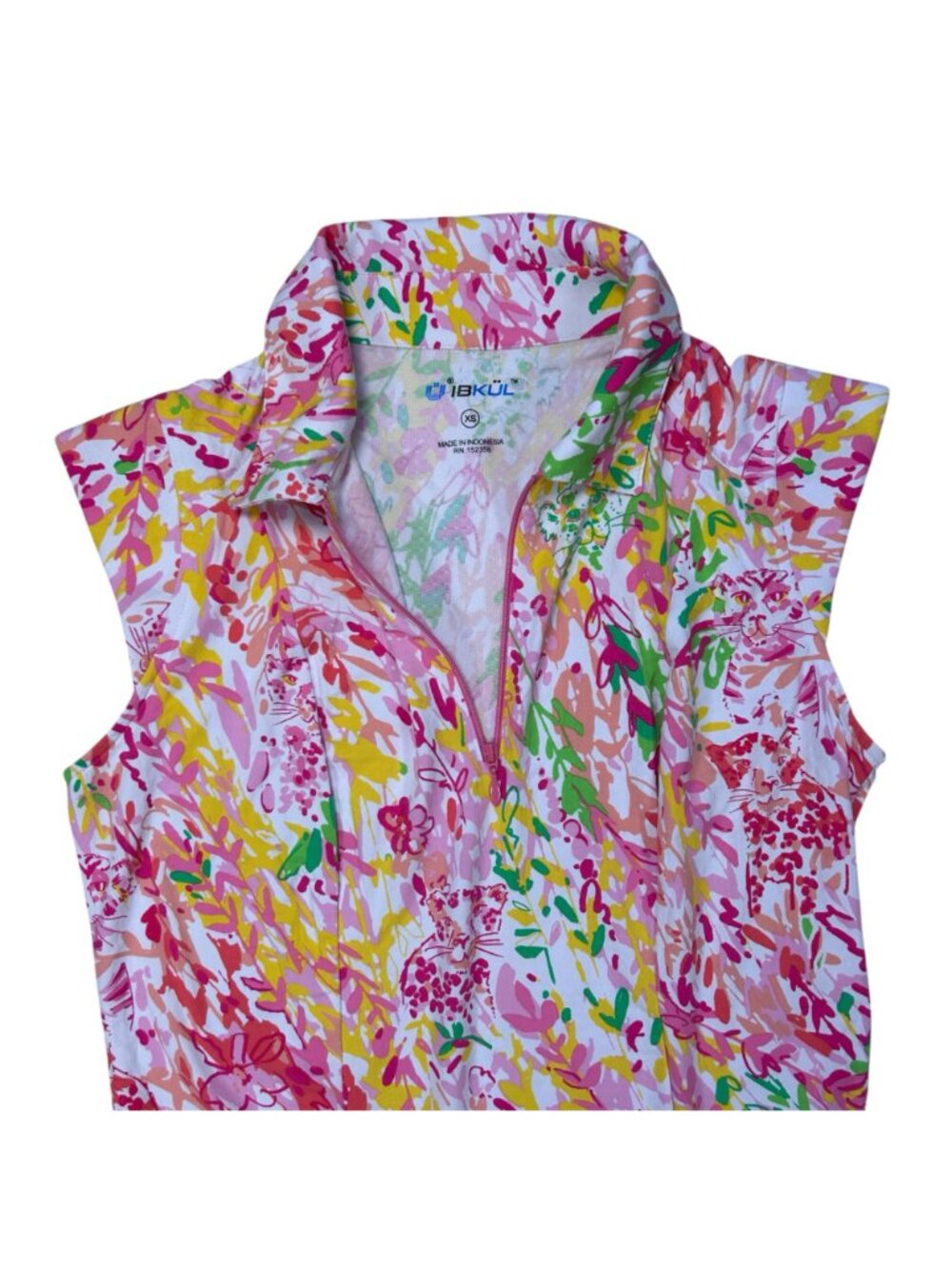IBKUL Cat Cay XS Polo Dress Performance Outdoors Athletic Golf Pink Floral - Picture 4 of 11